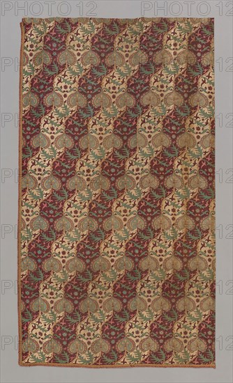 Panel, 1849/51, Designed by Augustus Welby Northmore Pugin (English, 1812–1852), Produced by Bannister Hall Printworks, England, Lancashire, Preston, England, Cotton, plain weave, block or roller printed, glazed, edged with wool, 229.5 × 130.3 cm (90 3/8 × 51 1/4 in.)