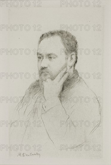 Portrait of Emile Zola, 1875, Marcellin Gilbert Desboutin, French, 1823-1902, France, Drypoint, with light plate tone, on ivory wove paper, 139 × 90 mm (plate), 379 × 285 mm (sheet)