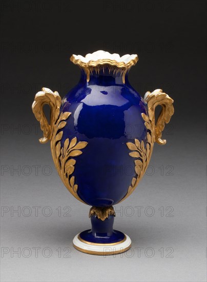 Vase, c. 1770, Sèvres Porcelain Manufactory, French, founded 1740, Sèvres, Soft-paste porcelain, dark blue ground, gilding, and gilt-metal mounts, H. 16.2 cm (6 3/8 in.)
