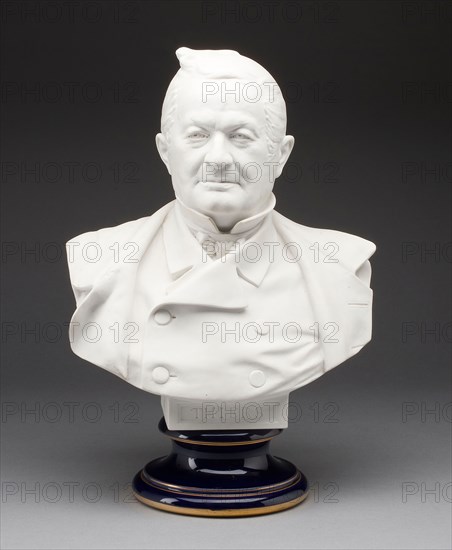 Bust of President Thiers, 1883, Sèvres Porcelain Manufactory, French, founded 1740, Designed by Albert-Ernest Carrier-Belleuse, French, 1824-1887, Sèvres, Unglazed hard-paste porcelain (biscuit), H. 37 cm (14 13/16 in.)