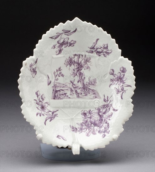 Dish, c. 1760, Worcester Porcelain Factory, Worcester, England, founded 1751, Worcester, Soft-paste porcelain with purple monochrome enamel, 19.7 x 17.1 x 4.4 cm (7 3/4 x 6 3/4 x 1 3/4 in.)