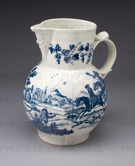 Jug, 1775/80, Worcester Porcelain Factory, Worcester, England, founded 1751, Worcester, Soft-paste porcelain, underglaze blue, H. 20.6 cm (8 1/8 in.)