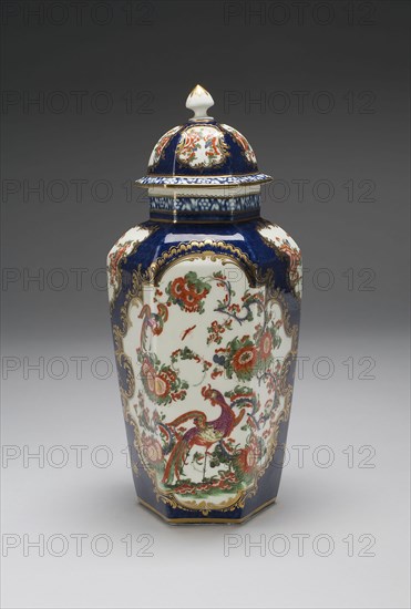 Vase with Cover (one of a pair), c. 1770, Worcester Porcelain Factory, Worcester, England, founded 1751, Worcester, Soft-paste porcelain with blue scale ground and gilding, H. 29.2 cm (11 1/2 in.)