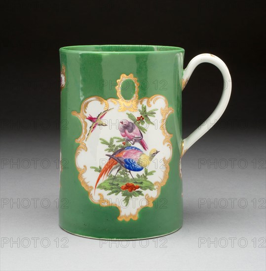 Mug, 1765/75, Worcester Porcelain Factory, Worcester, England, founded 1751, Worcester, Soft-paste porcelain, polychrome enamels and gilding, H. 15.4 cm (6 1/16 in.), diam. 10.4 cm (4 1/6 in.)