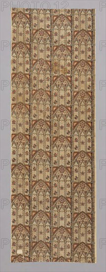 Gothic Arches (Furnishing Fabric), 1830/35, England, Cotton, plain weave, roller and possibly block printed, glazed, 264 × 89.8 cm (103 7/8 × 35 3/8 in.)