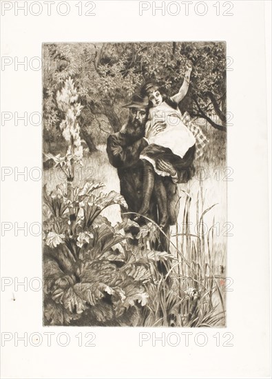 The Widower, 1877, James Tissot, French, 1836-1902, France, Etching and drypoint on ivory laid paper, 352 × 228 mm (image/plate), 466 × 333 mm (sheet)