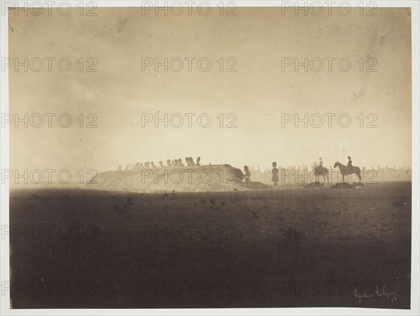 Chalons Encampment: Maneuvers on October 3 (Camp de Châlons: manoeuvres du 3 octobre), 1857, Gustave Le Gray, French, 1820–1884, France, Albumen print, from the album "Souvenirs du Camp de Châlons