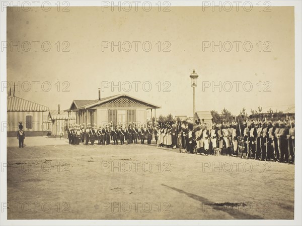 Light-Infantry Soldiers, Camp de Châlons, 1857, Gustave Le Gray, French, 1820–1884, France, Albumen print, from the album "Souvenirs du Camp de Châlons