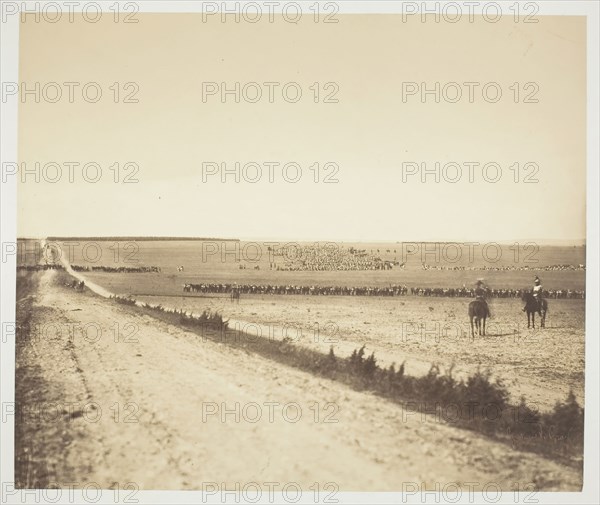 Maneuvers, Camp de Châlons, 1857, Gustave Le Gray, French, 1820–1884, France, Albumen print, from the album "Souvenirs du Camp de Châlons