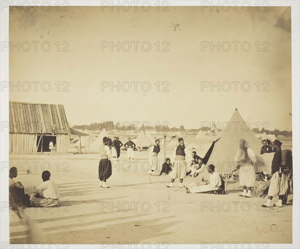 Untitled (Zouaves), 1857, Gustave Le Gray, French, 1820–1884, France, Albumen print, from the album "Souvenirs du Camp de Châlons