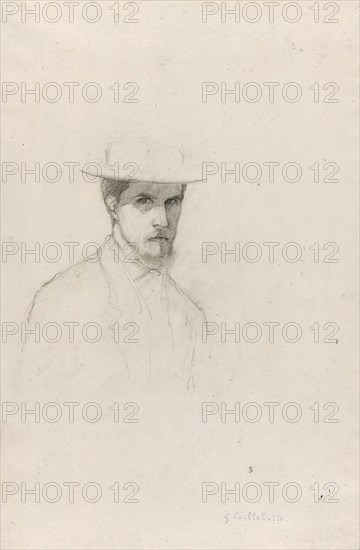 Self-Portrait with a Hat, c. 1879, Gustave Caillebotte, French, 1848-1894, France, Graphite on off-white, medium-weight, moderately textured laid paper, 488 × 317 mm