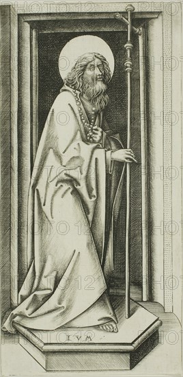 Saint Philip and Saint James the Lesser, 1490/1503, Israhel van Meckenem the Younger, German, c. 1440/45-1503, Germany, Two engravings on cream laid paper, 200 x 98 mm (each sheet)