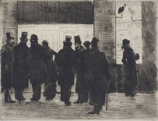 Cadart’s Shop Window, 1879, Pierre-Georges Jeanniot, French, 1848-1934, France, Etching ond drypoint on dark cream laid paper, 150 × 195 mm (plate), 259 × 362 mm (sheet)