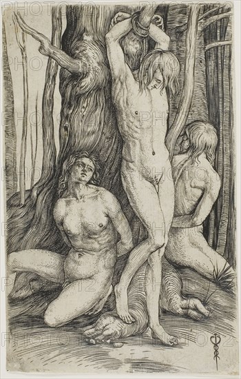 Three Captives, c. 1505, Jacopo de’ Barbari, Italian, 1460/70-before July 1516, Italy, Engraving on cream laid paper, 160 x 101 mm