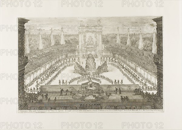 The Opening Assembly of the Equestrian Ballet, 1661, Stefano della Bella, Italian, 1610-1664, Italy, Etching on ivory laid paper, 293 x 443 mm (image/plate), 392 x 542 mm (sheet)