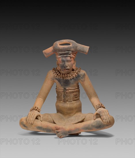 Figure of a Seated Leader, A.D. 300/600, Totonac, Remojadas, Veracruz, south-central Gulf Coast, Mexico, Remojadas, Terracotta, 78.7 × 75 cm (31 × 29.5 in.)
