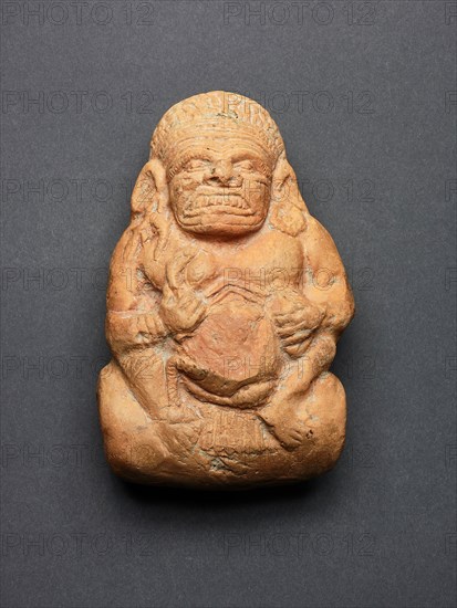 Toy Cart with Grimacing Potbellied Dwarf (Yaksha), 1st century B.C., India, West Bengal, Chandraketugarh, West Bengal, Terracotta with red slip, 14.5 x 9.3 x 5.4 cm (5.7 x 3.7 x 2.1 in.)