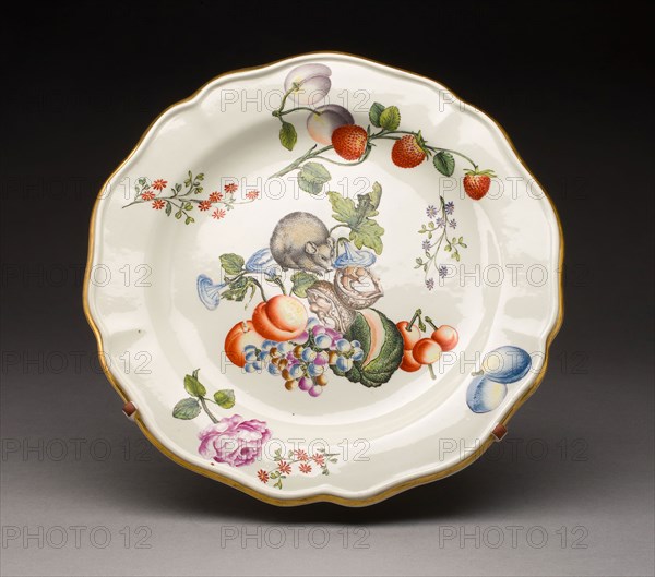 Plate, c. 1735, Du Paquier Porcelain Manufactory, Austria, 1718-1744, Vienna, Hard-paste porcelain, polychrome enamels, and gilding, Diam. 26.7 cm (10 1/2 in.)