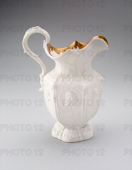 Poet’s Pitcher, 1875/86, Union Porcelain Works, American, 1863–c. 1922, Designed by Karl L. H. Müller, American, 1820–1887, Greenpoint, Parian porcelain, H.: 21. 8 cm (8 9/16 in.)