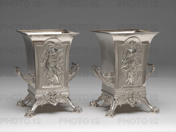 Wine Cooler (one of a pair), 1873, Tiffany and Company, American, founded 1837, Chasing by Eugene J. Soligny, American, c. 1833–1901, New York, New York City, Silver, H.: 35 cm (13 3/8 in.)