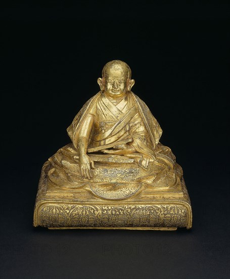 Portrait of the Great Fifth Dalai Lama, 18th century, Tibet, Tibet, Gilt bronze, 14 x 14.2 x 11.3 cm (5 1/2 x 5 5/8 x 4 1/2 in.)