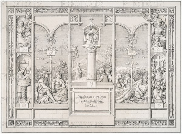 Coping-stone, 1823, Ferdinand Olivier, German, 1785-1841, Germany, Lithograph with tint-stone on white wove paper, 276 x 376 mm (image), 370 x 529 mm (sheet)