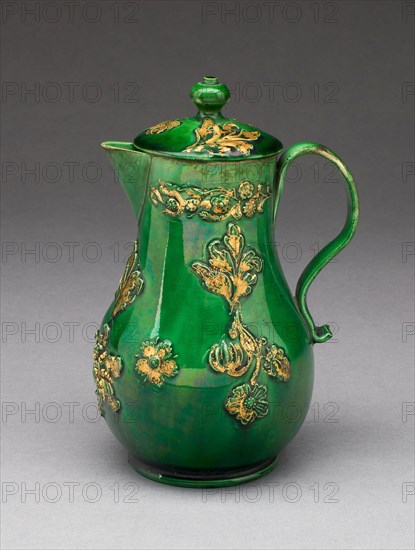 Milk Jug, 1760/75, England, Staffordshire, Staffordshire, Lead-glazed earthenware (creamware), gilded, 13.3 x 8.6 cm (5 1/4 x 3 3/8 in.)