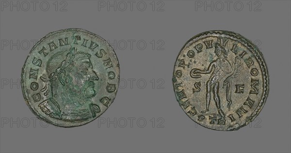 Coin Portraying Emperor Constantius I, AD 303/305, Roman, minted in Trier, Trier, Bronze, Diam. 2.8 cm, 8.96 g