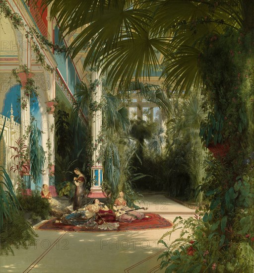 The Interior of the Palm House on the Pfaueninsel Near Potsdam, 1834, Carl Blechen, German, 1798-1840, Germany, Oil on canvas, 135 × 126 cm (52 1/2 × 50 in.)