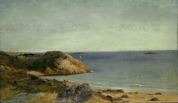 Rocky Coast, c. 1860, John Frederick Kensett, American, 1816–1872, United States, Oil on canvas, 35.6 × 61 cm (14 × 24 in.)