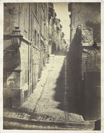 Rue des Grands Carmes, Vue prise de la Rue Ste. Marthe, 1862, Albert Terris, French, active Marseille, 1860, France, Albumen print, from the album "Rénovation de la Vieille Ville de Marseille: Ouverture de la Rue Impériale