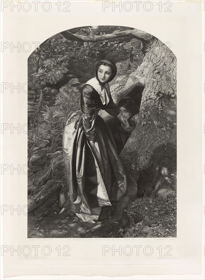 The Proscribed Royalist, 1858, William Henry Simmons (English, 1811-1882), after Sir John Everett Millais (English, 1829-1896), England, Mixed method engraving on cream chine laid down on ivory wove paper, 630 × 435 mm