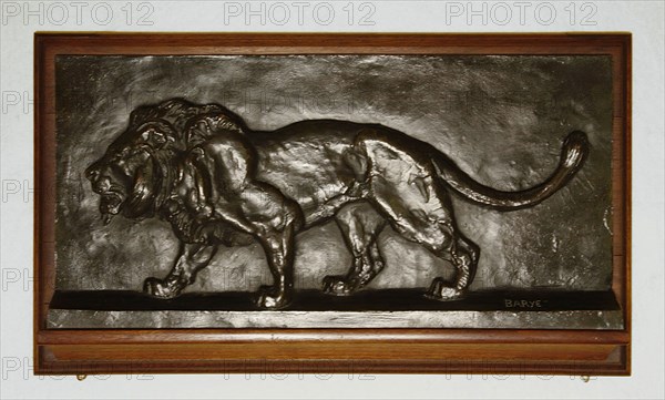 Relief of a Walking Lion, 1850/1900, Antoine Louis Barye, French, 1795-1875, France, Bronze, 20.3 × 41.3 cm (8 × 16 1/4 in.)