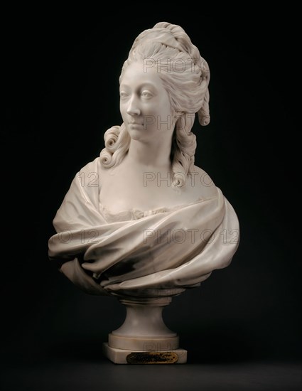 Bust of Anne-Marie-Louise Thomas de Domangeville de Sérilly, Comtesse de Pange, 1780, Jean Antoine Houdon, French, 1741—1828, France, Marble, H. 89.9 cm (35 1/4 in.)