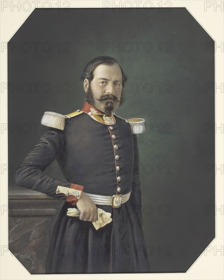 Portrait of a French Military Officer, c. 1855, French, mid-19th century, France, Salted paper print, 27.8 × 21.7 cm (image, sight), 45.7 × 35.6 cm (mount)