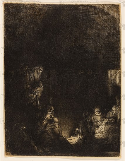 The Entombment, c. 1654, Rembrandt van Rijn, Dutch, 1606-1669, Holland, Etching, with drypoint and burin, on vellum, 206 x 157 mm (image/plate), 209 x 161 mm (sheet)