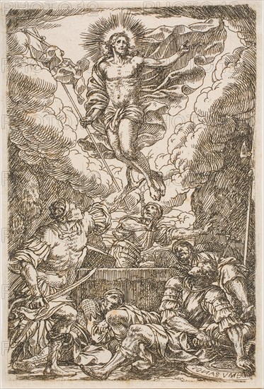 The Resurrection of Christ, n.d., Jonas Umbach the Elder, German, 1624-1693, Germany, Etching in black on cream laid paper, 126 x 85 mm (image/plate), 129 x 86 mm (sheet)