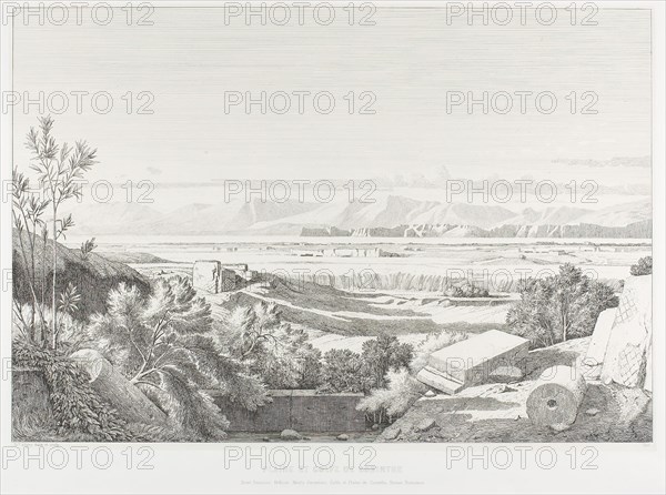 View of Délos: Cyclades. Port of Délos, Paros and Greater Délos, 1845, Théodore Caruelle d’Aligny, French, 1798-1871, France, Etching on ivory China paper, laid down on white wove paper, 325 × 479 mm (image), 435 × 595 mm (plate), 335 × 482 mm (primary support), 495 × 638 mm (secondary support)