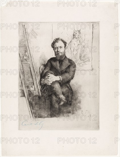 Portrait of Vicomte Ludovic Napoléon Lepic, 1876, Marcellin Gilbert Desboutin, French, 1823-1902, France, Drypoint on ivory laid paper, 320 × 239 mm (plate), 448 × 345 mm (sheet)