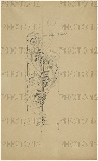 McVickers Theater: Sketch for Untitled Ornamental Band, c. 1883–1891, Louis H. Sullivan, American, 1856–1924, Madison Street, 78-84 West, Graphite on paper, 34.6 × 21 cm (13 5/8 × 8 1/4 in.)
