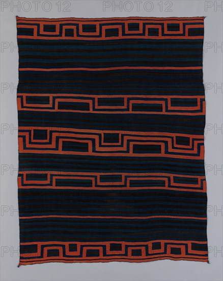 Moqui-Style Sarape, c. 1870, Navajo (Diné), Northern New Mexico or Arizona, United States, Northern Mexico, Wool, single interlocking tapestry weave, two selvages present, 174 x 132.2 cm (68 1/2 x 52 in.)