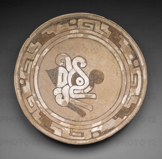 Plate with an Image of a Moth, A.D. 900/1200, Huaxtec, Isla de Sacrificios, Veracruz, Mexico, Veracruz state, Ceramic and pigment, 5.1 × 29.2 cm (2 × 11 1/2 in.)