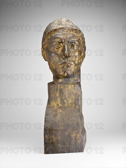 Head of Apollo, 1900–1909, Emile-Antoine Bourdelle, French, 1861-1929, France, Bronze, 67.2 × 21.3 × 30.5 cm (26 1/2 × 8 3/8 × 12 in.)