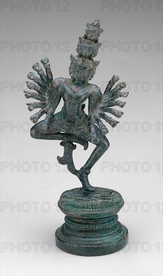 Dancing Hevajra (Ardhaparyanka), Angkor period, 12th/13th century, Cambodia, Cambodia, Bronze, 14.4 × 6.5 × 4.6 cm (5 5/8 × 2 1/2 × 1 3/4 in.)