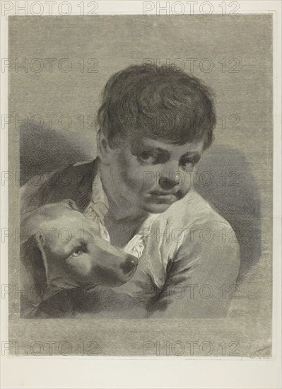 A Boy with a Dog, 1750/59, Marco Alvise Pitteri (Italian, 1702-1786), after Giovanni Battista Piazzetta (Italian, 1682-1754), Italy, Engraving over etching on ivory laid paper, 450 x 350 mm (plate), 504 x 365 mm (sheet)
