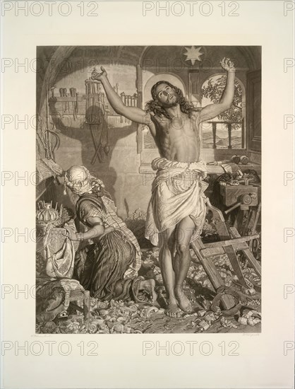 The Shadow of Death, 1878, Frederick Stacpoole (English, 1813-1907), after William Holman Hunt (English, 1827-1910), United Kingdom, Mixed method engraving on ivory chine laid down on off-white plate paper, 1,023 x 790 mm (chine), 1,300 x 1,000 mm (sheet, sight)