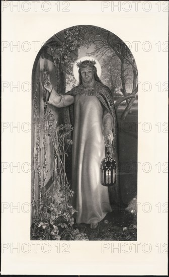 The Light of the World, 1860, William Henry Simmons (English, 1811-1882), after William Holman Hunt (English, 1827-1910), United Kingdom, Line and stipple engraving on ivory chine mounted on off-white plate paper, 901 x 512 mm (chine), 1020 x 635 mm (sheet, sight)