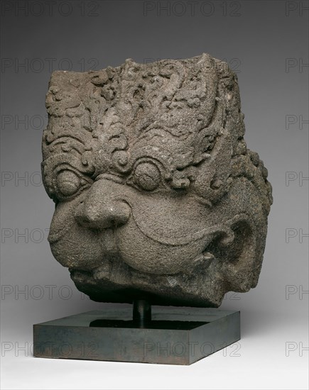 Lion-Headed Demon (Kala), 9th century, Indonesia, Central Java, Central Java, Andesite, 37.8 × 31.6 × 34.9 cm (14 1/8 × 13 1/4 × 13 7/8 in.)