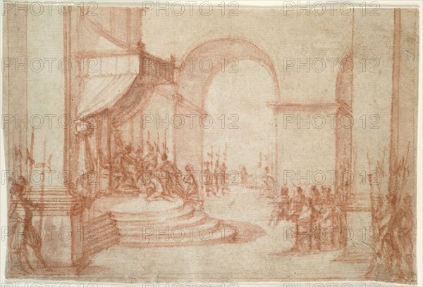 Pilate Washing His Hands, 1631–1634, Jacques Callot, French, 1592-1635, France, Red chalk, with brush and red chalk wash, on cream laid paper, laid down on cream wove paper, 109 × 164 mm