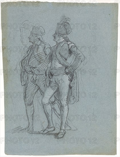 Sketch for Siege of Gibraltar, 1785–89, John Singleton Copley, American, 1738-1815, United States, Black chalk, heightened with white chalk, on blue laid paper, 329 x 252 mm